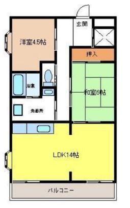 ロイヤルスクエアあむ1(2LDK/3階)の間取り写真