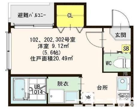 ハーモニーテラス梅島III(ワンルーム/1階)の間取り写真