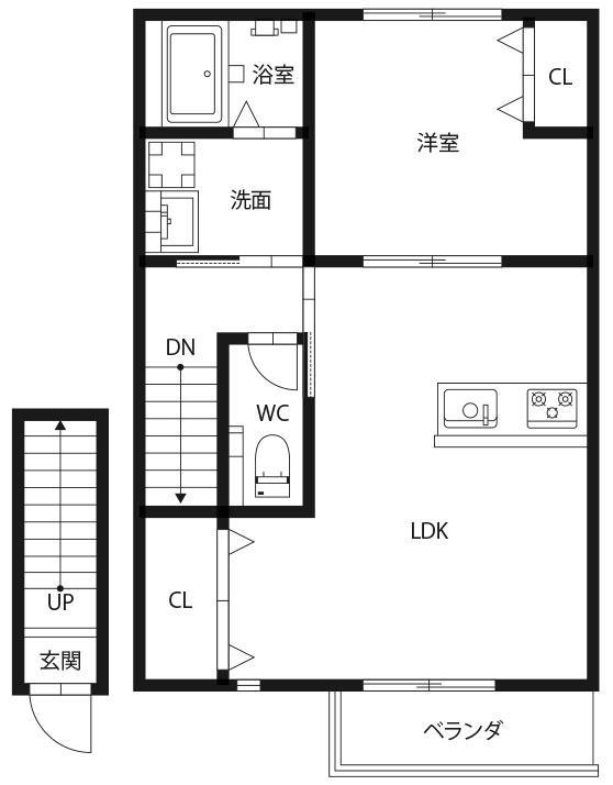 ピース・ドエル A棟(1LDK/2階)の間取り写真