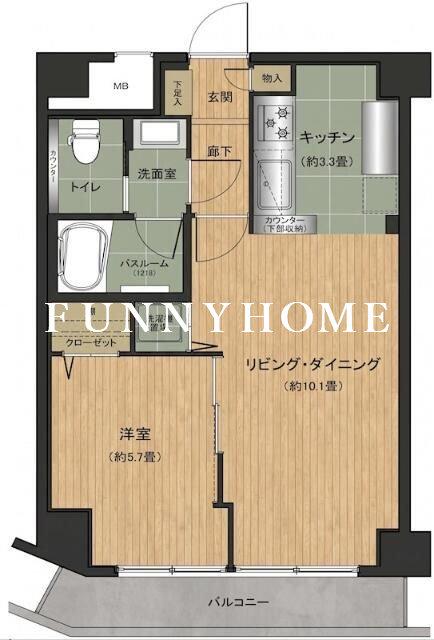 ヒルズ代官山(1LDK/9階)の間取り写真