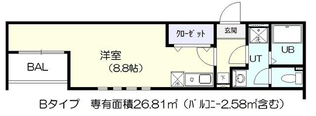 カーサ デ ルーチェ(ワンルーム/1階)の間取り写真