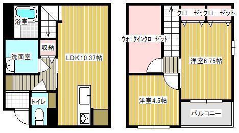 NYANS浜佐田 B棟(2LDK/1階)の間取り写真