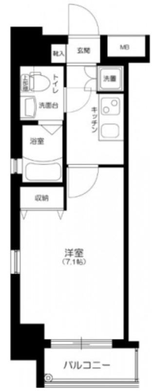 エクシム大森(1K/4階)の間取り写真
