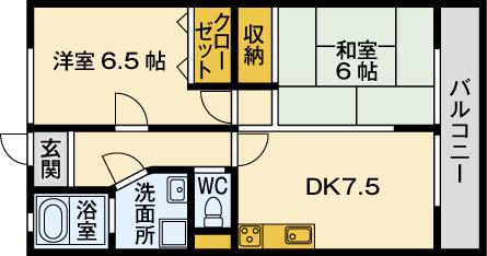 ラ ボンボニエール(2DK/1階)の間取り写真