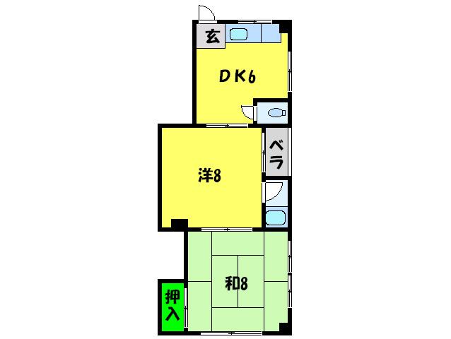 井下花園マンション(2DK/5階)の間取り写真