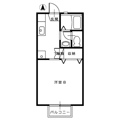 メモアール(1K/2階)の間取り写真