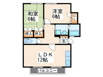 セゾンハイツ(2LDK/1階)の間取り写真