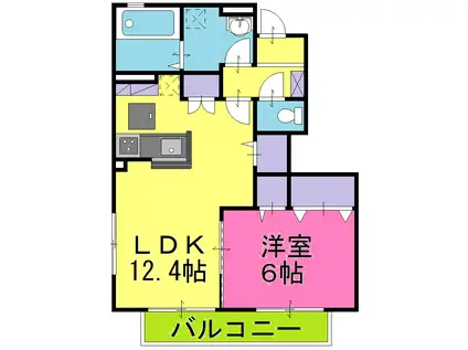 フィカーサ総社(1LDK/1階)の間取り写真