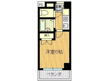 クレインコート二色浜(1K/4階)の間取り写真