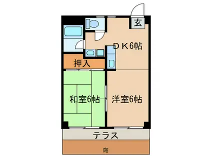 寺田ガーデンハイツ2番館(2DK/1階)の間取り写真