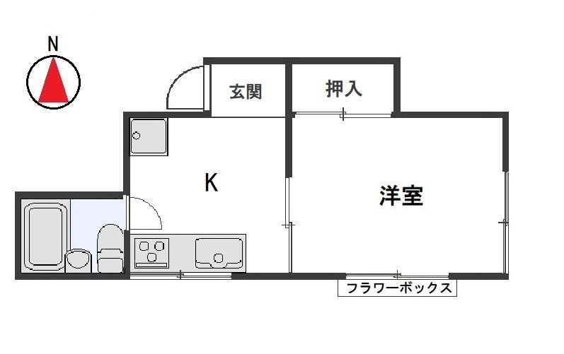 サミーハイツ(1K/2階)の間取り写真