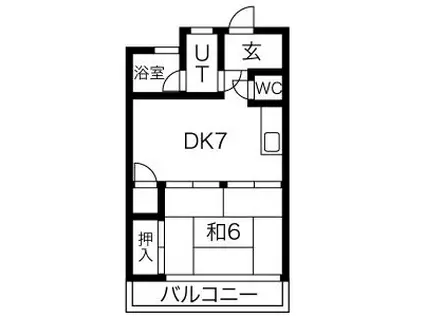 シャトル西野(1DK/2階)の間取り写真