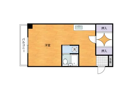 サニーハイツ(ワンルーム/2階)の間取り写真