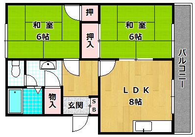 フナトマンション(2DK/3階)の間取り写真