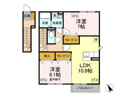 LIVING COURT リビングコート(2LDK/2階)の間取り写真