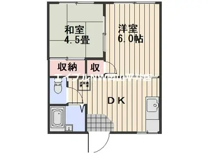 宮下コーポ(2DK/1階)の間取り写真
