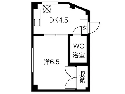 英ビル(1DK/1階)の間取り写真