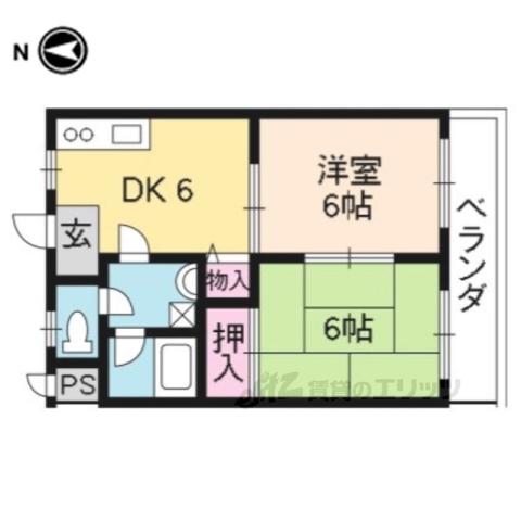 ハイツウィンズ(2DK/1階)の間取り写真