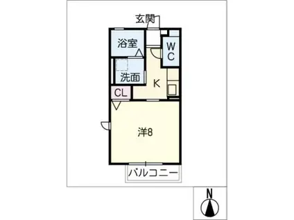 地下鉄名港線 六番町駅 徒歩6分 2階建 築10年(1K/2階)の間取り写真