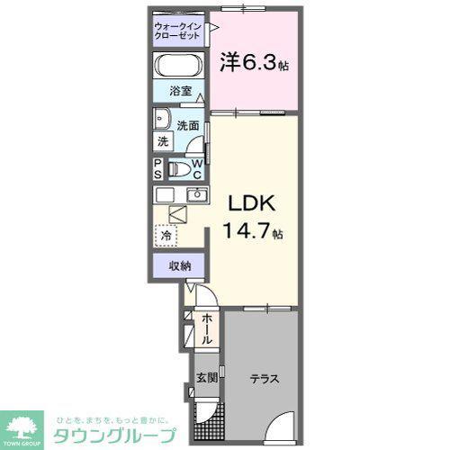 都営大江戸線 光が丘駅 徒歩20分 2階建 築1年(1LDK/1階)の間取り写真