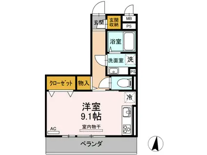 ラビアン ローゼ(ワンルーム/2階)の間取り写真