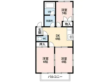 ロイヤルパートII(3DK/1階)の間取り写真