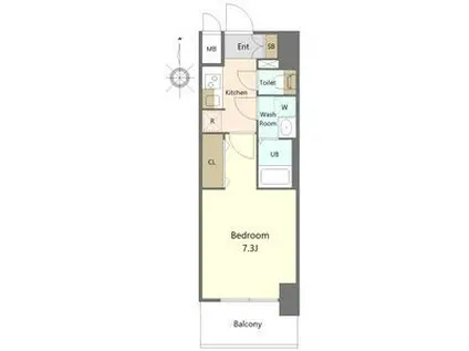 S-RESIDENCE亀島駅前ASCENT12月契約限定(1K/13階)の間取り写真