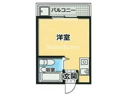 北長狭ダイヤモンドハイツ(ワンルーム/4階)の間取り写真