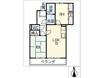 メルベーユ白鳳(2LDK/3階)の間取り写真