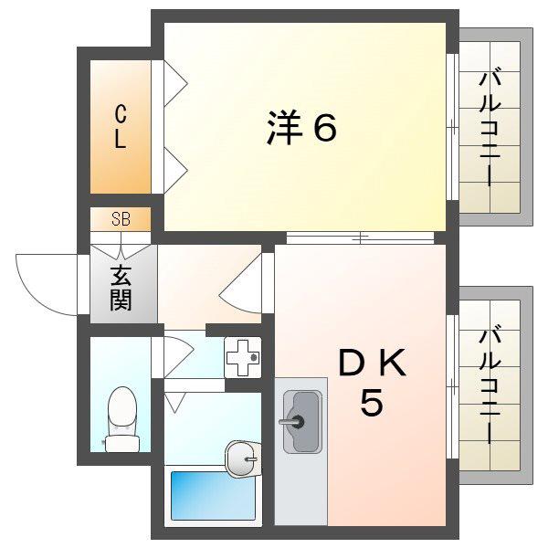 BELONG香里園(1DK/3階)の間取り写真