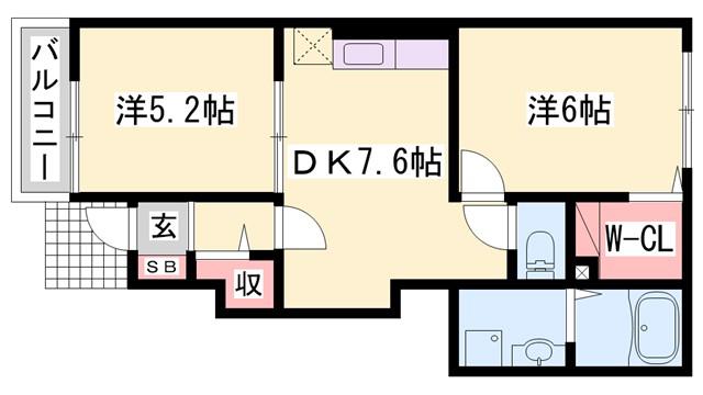 BELLE SOLEILII(2DK/1階)の間取り写真