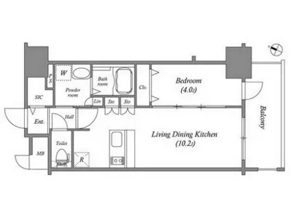 アドバンス名古屋モクシー(1LDK/14階)の間取り写真