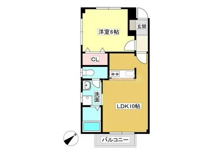 エイムワン(1LDK/1階)の間取り写真