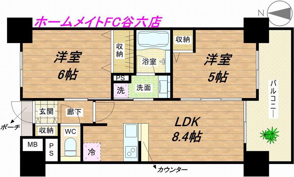 エステムプラザ大手前エヴァース(2DK/13階)の間取り写真