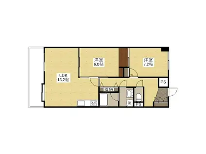 サンシティ東桜町(2LDK/6階)の間取り写真