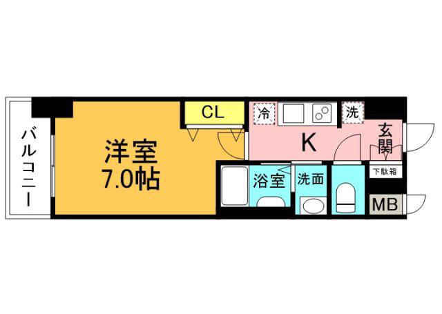 エステムコート広島国泰寺(1K/11階)の間取り写真