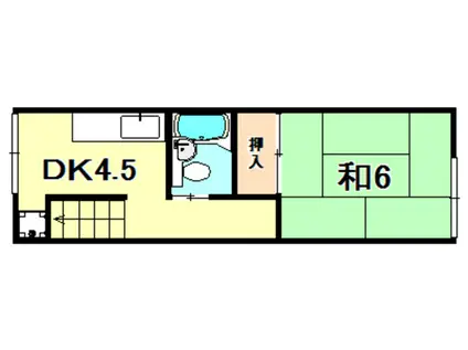 神若文化(1DK/2階)の間取り写真