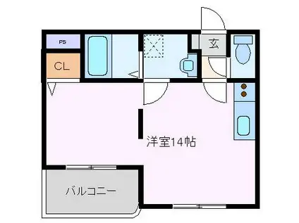 フローラ・S(ワンルーム/3階)の間取り写真