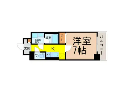 ドゥナーレ内浜町(1K/6階)の間取り写真