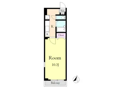 アーク大宮公園(1K/1階)の間取り写真