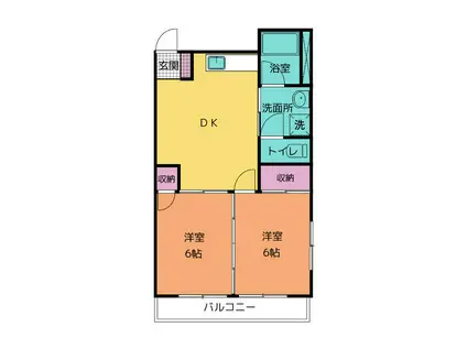 モカール青木(2DK/2階)の間取り写真