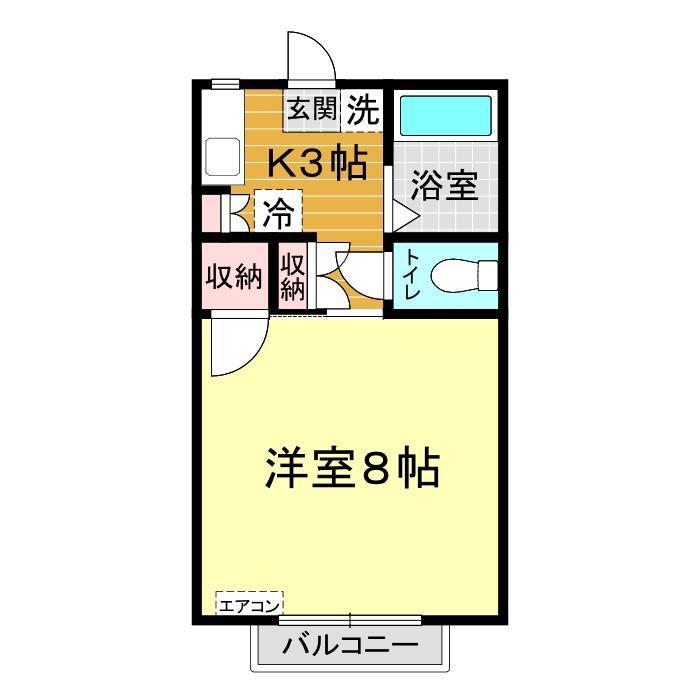 リバーふしのハイツ(1K/1階)の間取り写真