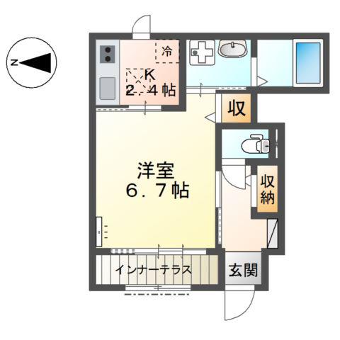 MSレジデンスHIMEJI(1K/1階)の間取り写真