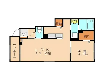 ヴィアラッテアII(1LDK/1階)の間取り写真