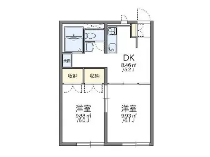 レオパレスMINAMI HANYUII(2DK/1階)の間取り写真