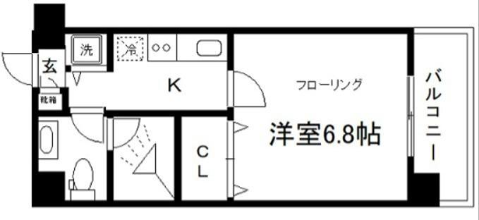 グランドパレス西大路(1K/2階)の間取り写真
