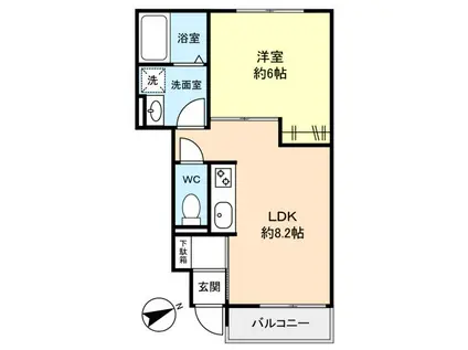 DCR村上南(1LDK/1階)の間取り写真