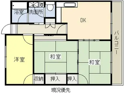 シノックス松江パートII(3DK/1階)の間取り写真