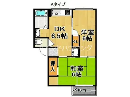 デューク桜井(2DK/2階)の間取り写真