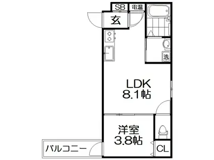 F ASECIA MAGNOLIA(1LDK/1階)の間取り写真